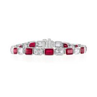 12.69 Ct.Tw. Ruby Natural Diamond Tennis/Line Bracelet, Platinum 950 Video